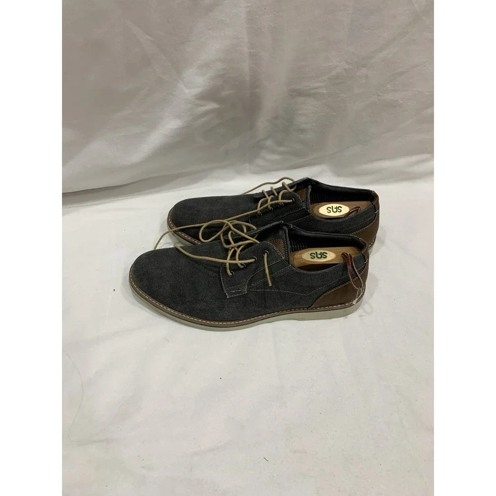 Nunn Bush Canvas Plain Toe Oxford Dress Shoes Mens 12 M Gray Brown Lace Up